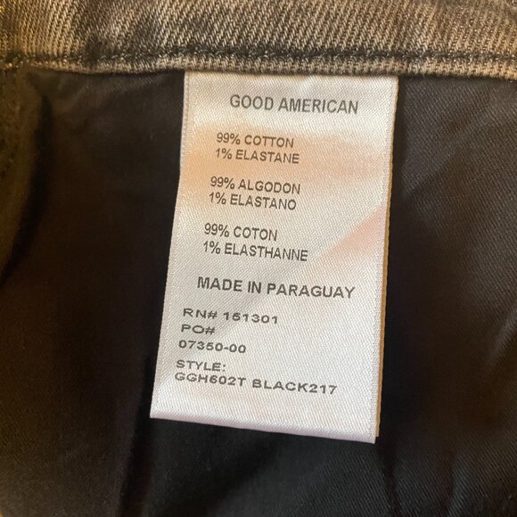 Good American Good Girlfriend Jeans High Rise Black Distressed Stretch Denim - Picture 8 of 14